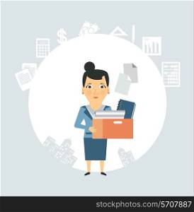 Accountant is documents and accounts illustration. Flat modern style vector design
