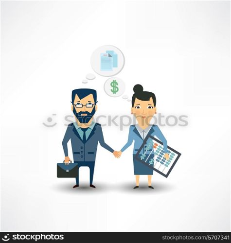Accountant shakes hands with partner companies