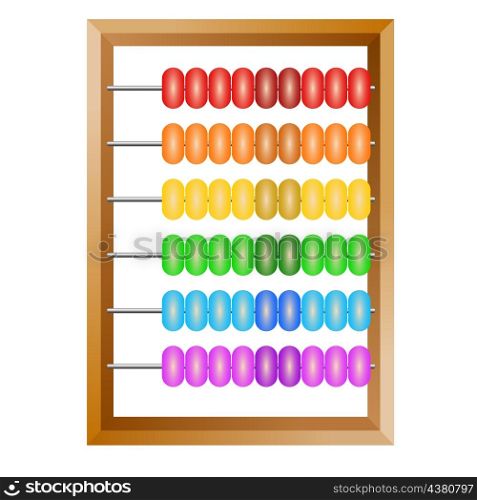 Accounting , a rainbow abacus for financial calculations lies on a white background