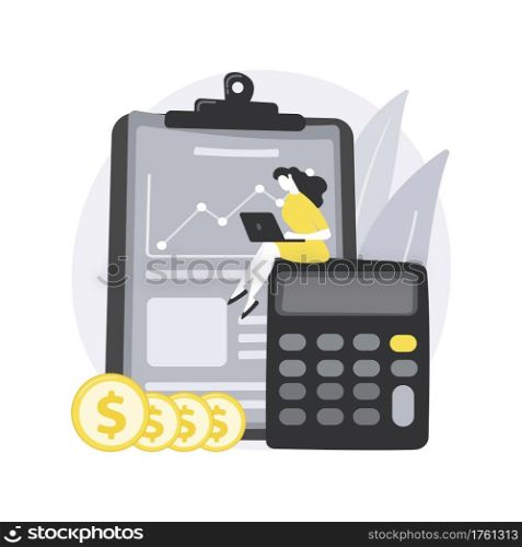 Accounting abstract concept vector illustration. Accounting firm, financial information processing, professional management, tax filing service, bookkeeping, audit software abstract metaphor.. Accounting abstract concept vector illustration.