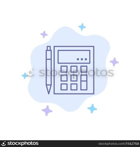Accounting, Account, Calculate, Calculation, Calculator, Financial, Math Blue Icon on Abstract Cloud Background
