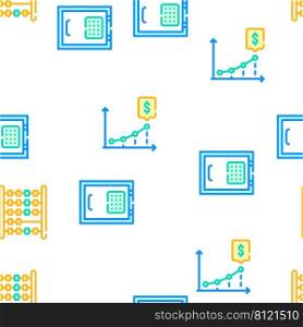 Accounting And Finance Vector Seamless Pattern Color Line Illustration. Accounting And Finance Vector Seamless Pattern