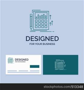 Accounting, audit, banking, calculation, calculator Business Logo Line Icon Symbol for your business. Turquoise Business Cards with Brand logo template. Vector EPS10 Abstract Template background