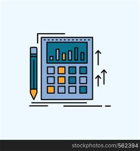 Accounting, audit, banking, calculation, calculator Flat Icon. green and Yellow sign and symbols for website and Mobile appliation. vector illustration. Vector EPS10 Abstract Template background
