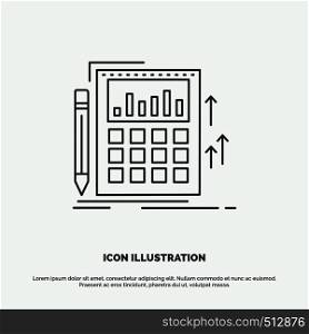 Accounting, audit, banking, calculation, calculator Icon. Line vector gray symbol for UI and UX, website or mobile application. Vector EPS10 Abstract Template background