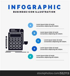 Accounting, audit, banking, calculation, calculator Infographics Template for Website and Presentation. GLyph Gray icon with Blue infographic style vector illustration.. Vector EPS10 Abstract Template background