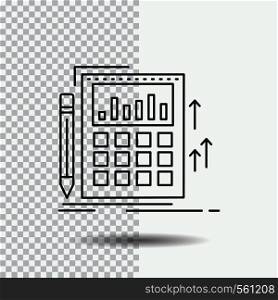 Accounting, audit, banking, calculation, calculator Line Icon on Transparent Background. Black Icon Vector Illustration. Vector EPS10 Abstract Template background