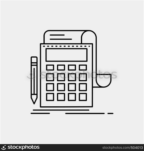 Accounting, audit, banking, calculation, calculator Line Icon. Vector isolated illustration. Vector EPS10 Abstract Template background
