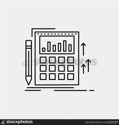 Accounting, audit, banking, calculation, calculator Line Icon. Vector isolated illustration. Vector EPS10 Abstract Template background