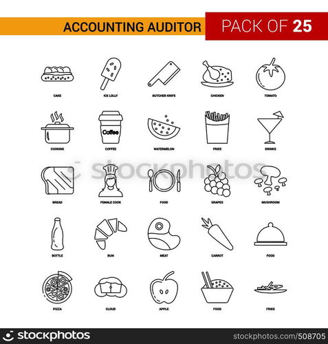 Accounting Auditor Black Line Icon - 25 Business Outline Icon Set