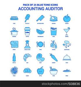 Accounting Auditor Blue Tone Icon Pack - 25 Icon Sets