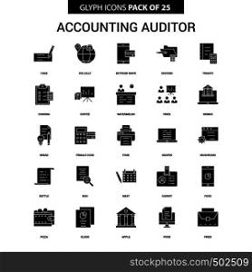 Accounting Auditor Glyph Vector Icon set