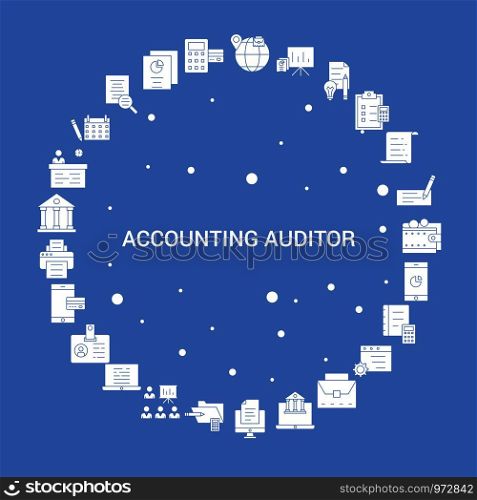 Accounting Auditor Icon Set. Infographic Vector Template
