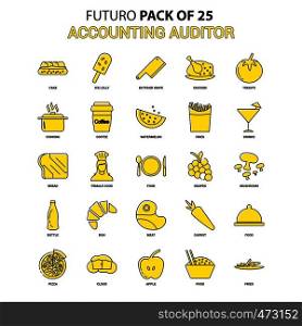 Accounting Auditor Icon Set. Yellow Futuro Latest Design icon Pack