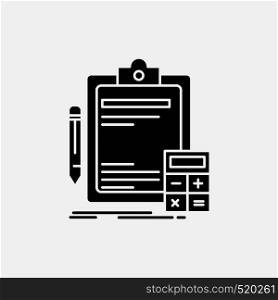 Accounting, banking, calculator, finance, Audit Glyph Icon. Vector isolated illustration. Vector EPS10 Abstract Template background