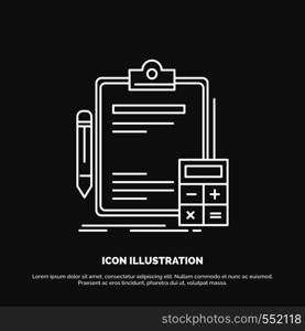 Accounting, banking, calculator, finance, Audit Icon. Line vector symbol for UI and UX, website or mobile application. Vector EPS10 Abstract Template background