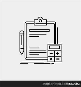 Accounting, banking, calculator, finance, Audit Line Icon. Vector isolated illustration. Vector EPS10 Abstract Template background