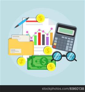 Accounting concept vector flat illustration design. Business fin. Accounting concept vector flat illustration design. Business financial management audit planning.