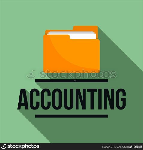 Accounting folder logo. Flat illustration of accounting folder vector logo for web design. Accounting folder logo, flat style