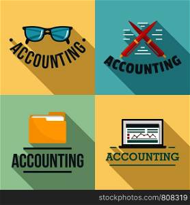 Accounting international day logo set. Flat illustration of accounting international day vector logo set for web design. Accounting international day logo set, flat style