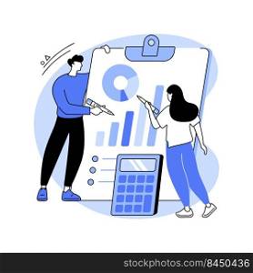 Accounting isolated cartoon vector illustrations. Group of careful finance masters making business plan together, budget planning and accounting process, money management vector cartoon.. Accounting isolated cartoon vector illustrations.