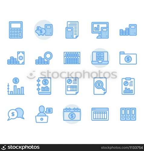 Accounting related icon and symbol set