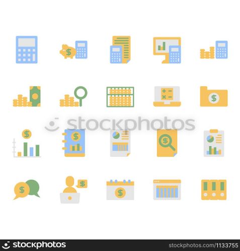 Accounting related icon and symbol set in flat design