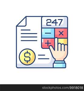 Accounting RGB color icon. Measurement and processing of financial information about economic entities in businesses and corporations. Isolated vector illustration. Accounting RGB color icon