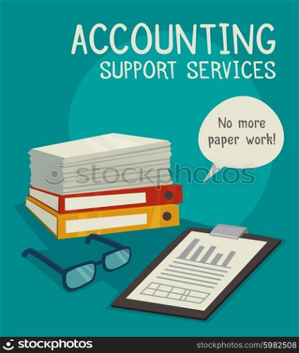 Accounting Support Services Concept . Business concept set for advertising accounting support services vector illustration