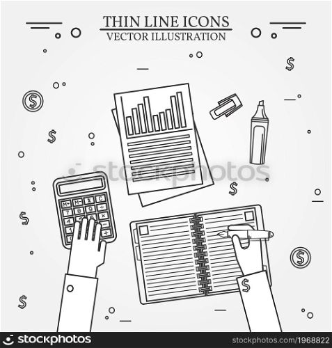 Accounting thin line icon. Vector illustration.