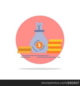 Accumulation, bag, investment, loan, money Flat Color Icon Vector