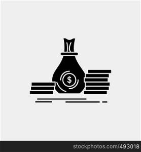 Accumulation, bag, investment, loan, money Glyph Icon. Vector isolated illustration. Vector EPS10 Abstract Template background