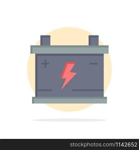 Accumulator, Battery, Power, Car Abstract Circle Background Flat color Icon