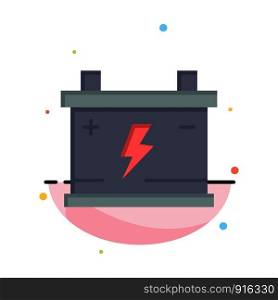 Accumulator, Battery, Power, Car Abstract Flat Color Icon Template
