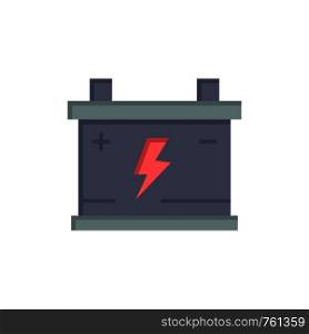 Accumulator, Battery, Power, Car Flat Color Icon. Vector icon banner Template