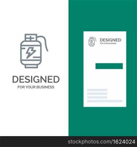 Accumulator, Battery, Power, Charge Grey Logo Design and Business Card Template