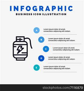 Accumulator, Battery, Power, Charge Line icon with 5 steps presentation infographics Background
