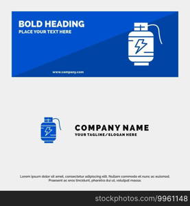 Accumulator, Battery, Power, Charge SOlid Icon Website Banner and Business Logo Template