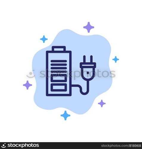Accumulator, Battery, Power, Plug Blue Icon on Abstract Cloud Background