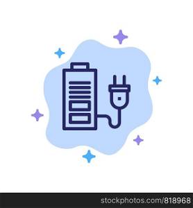 Accumulator, Battery, Power, Plug Blue Icon on Abstract Cloud Background