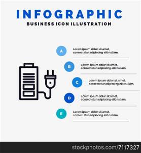 Accumulator, Battery, Power, Plug Line icon with 5 steps presentation infographics Background