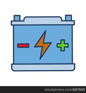 Accumulator color icon. Automotive battery. Power supply. Energy accumulation. Lead acid battery. Isolated vector illustration. Accumulator color icon