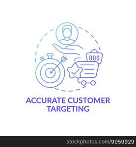Accurate customer targeting concept icon. Open innovation benefit idea thin line illustration. Advertising mechanism. Looking through customer base. Vector isolated outline RGB color drawing. Accurate customer targeting concept icon