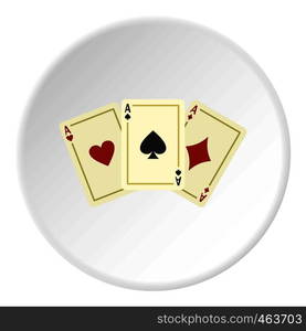 Aces playing cards icon in flat circle isolated vector illustration for web. Aces playing cards icon circle