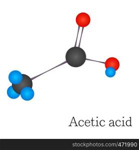 Acetic acid 3D molecule. Cartoon illustration of acetic acid 3D molecule vector for web design. Acetic acid 3D molecule chemical science
