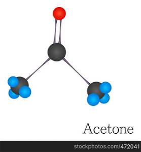 Acetone 3D molecule. Cartoon illustration of acetone 3D molecule vector for web design. Acetone 3D molecule chemical science