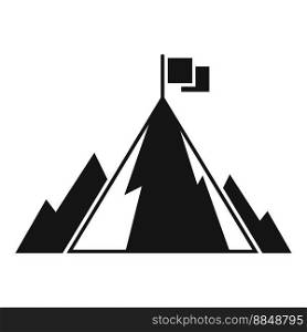 Achieve flag on mountain icon simple vector. Top career. Climb success. Achieve flag on mountain icon simple vector. Top career