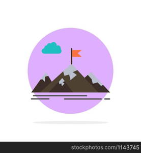 Achievement, Aim, Business, Goal, Mission, Mountains, Target Abstract Circle Background Flat color Icon