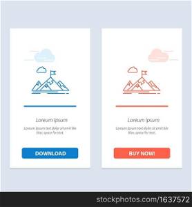 Achievement, Aim, Business, Goal, Mission, Mountains, Target  Blue and Red Download and Buy Now web Widget Card Template