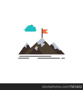 Achievement, Aim, Business, Goal, Mission, Mountains, Target Flat Color Icon. Vector icon banner Template
